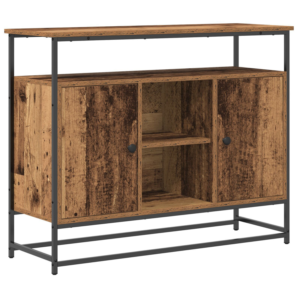 Sideboard Old Wood 100X35X80 Cm Engineered Wood And Steel