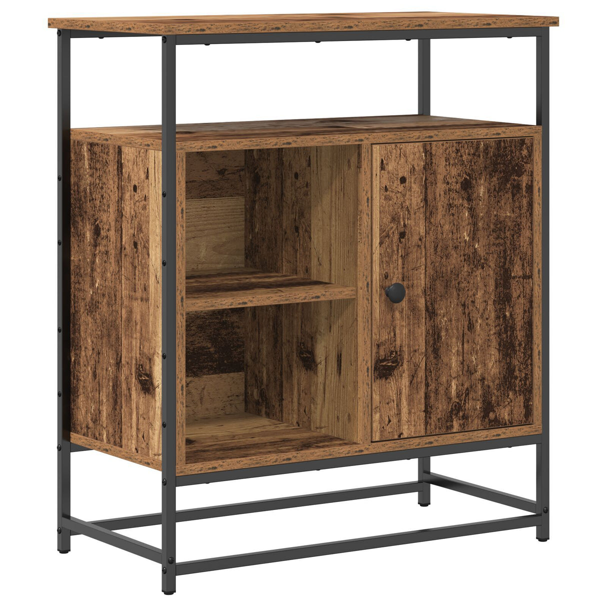 Sideboard Old Wood 69X35X80 Cm Engineered Wood And Steel