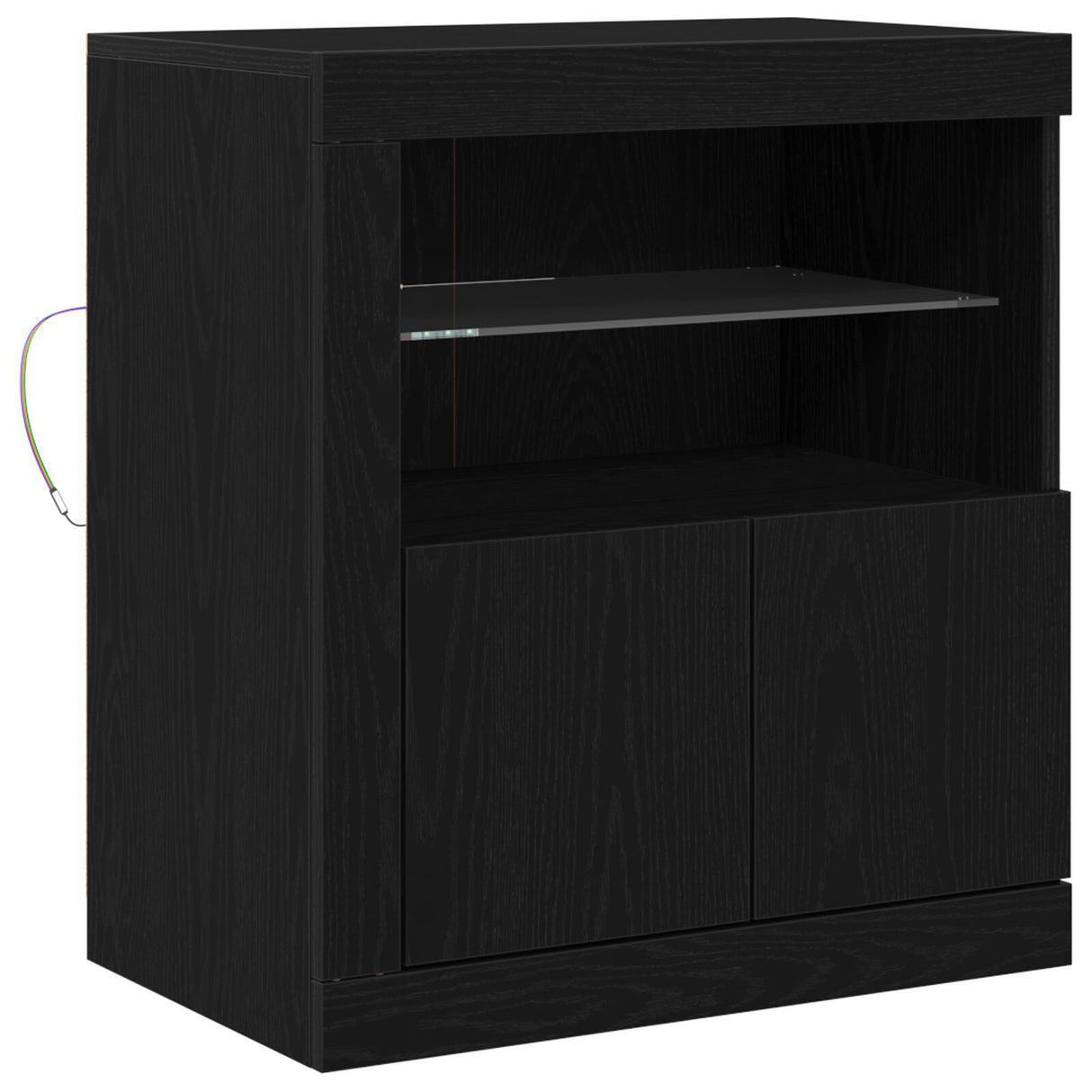Sideboard With Led Lights Black Oak 60,5X37X67 Cm