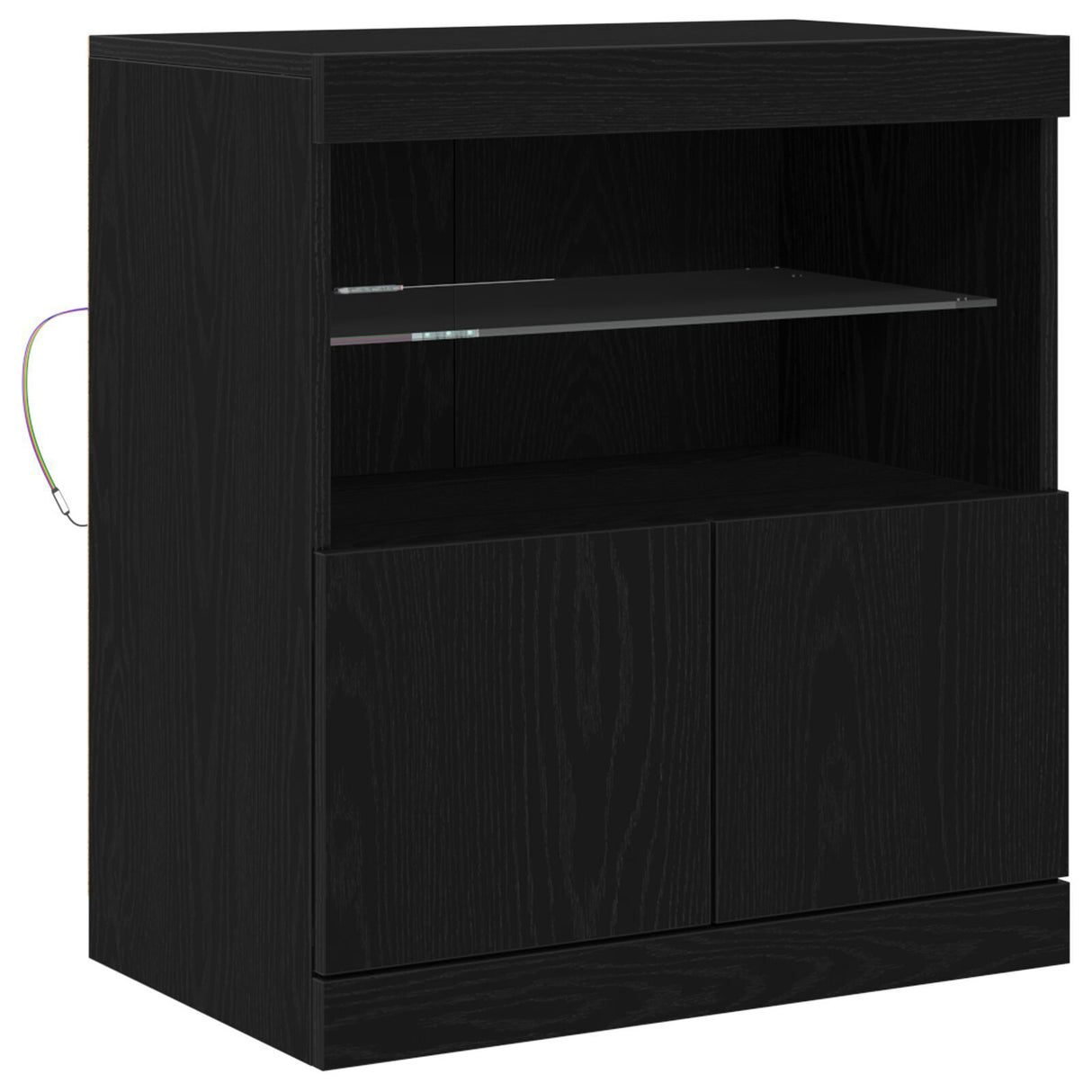 Sideboard With Led Lights Black Oak 60X37X67 Cm