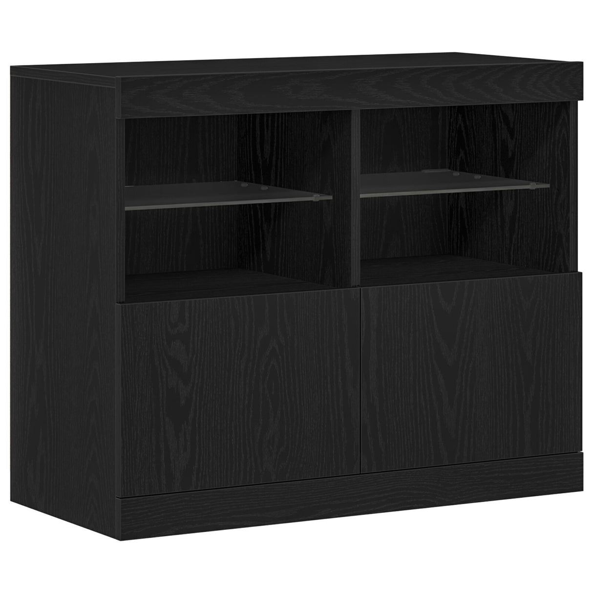 Sideboard With Led Lights Black Oak 81X37X67 Cm