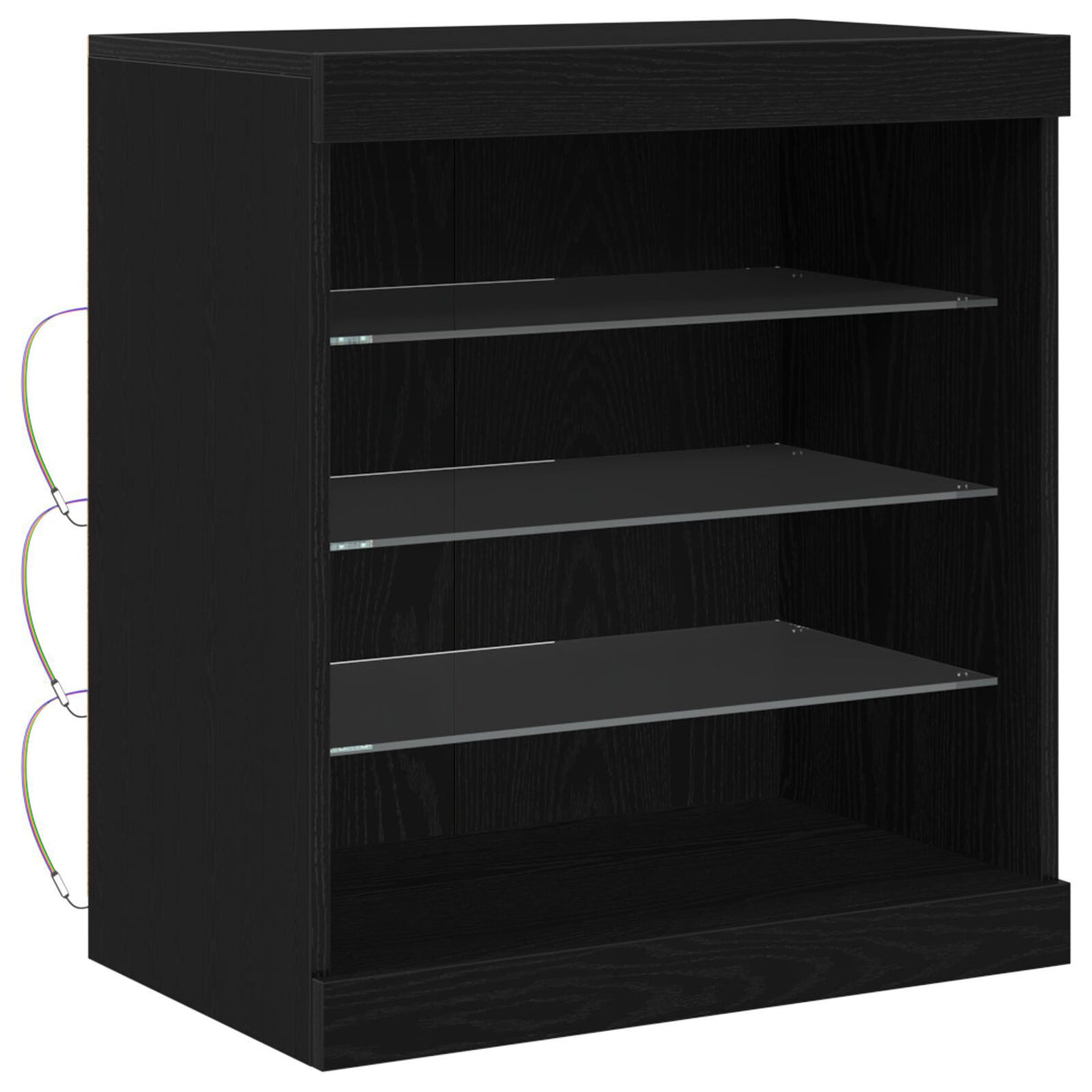 Sideboard With Led Lights Black Oak 60,5X37X67 Cm
