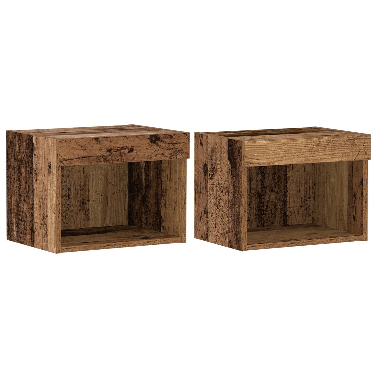 Wall Cabinets With Led Lights 2 Pcs Old Wood 40X30X30 Cm