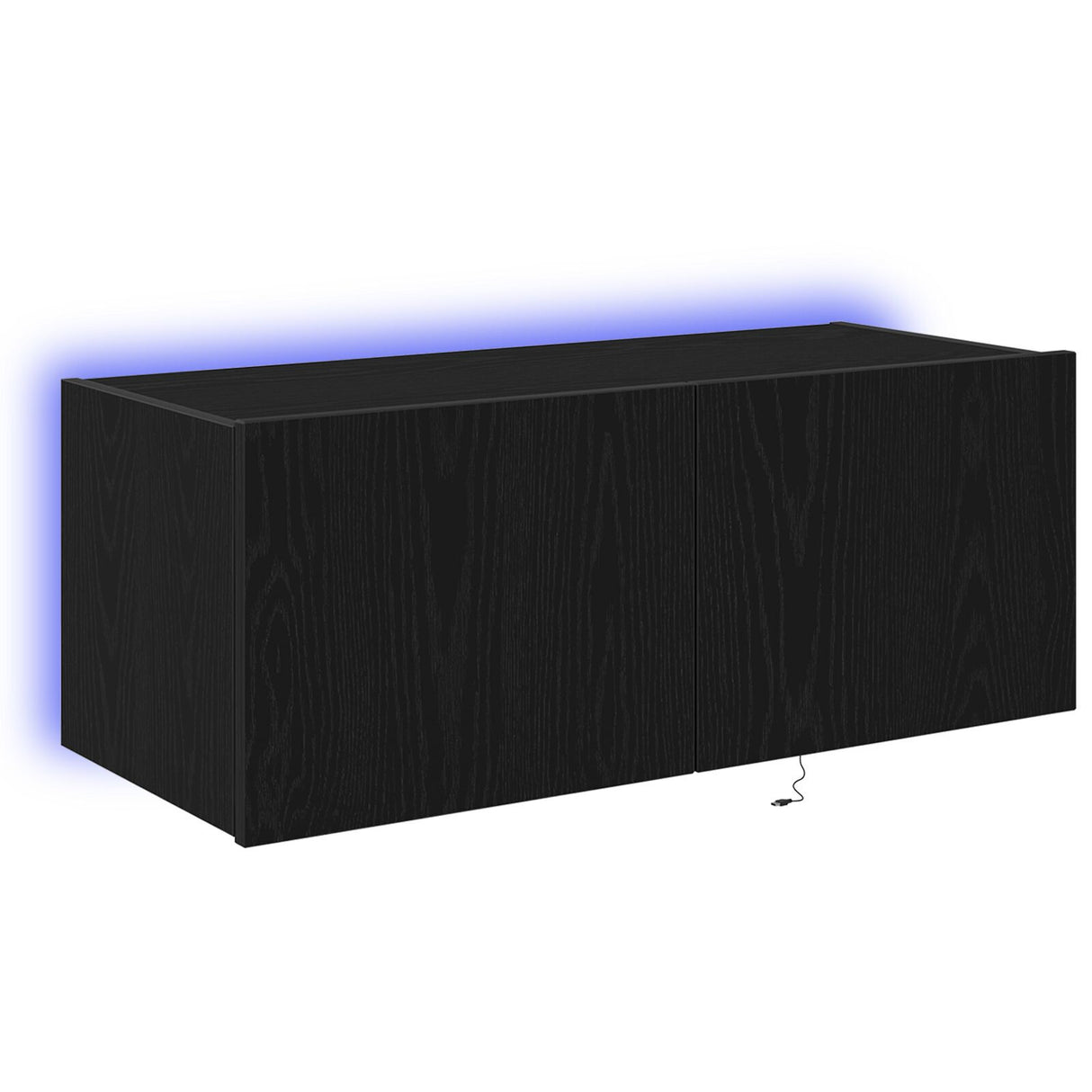 Tv Wall Cabinet With Led Lights Black Oak 80X35X31 Cm