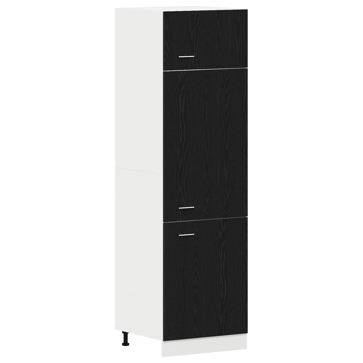 Fridge Cabinet In Black Oak - 60X57X207 Cm, Made Of Engineered Wood