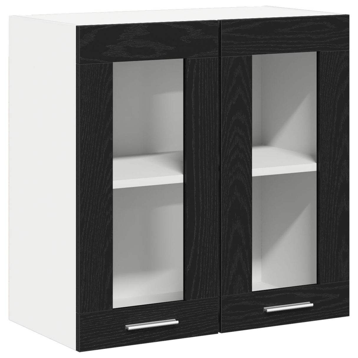 Hanging Glass Cabinet In Black Oak - 60X31X60 Cm, Made From Engineered Wood