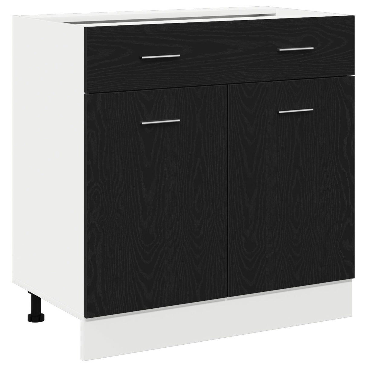 Cabinet With Drawer In Black Oak, 80X46X81.5 Cm, Made Of Engineered Wood