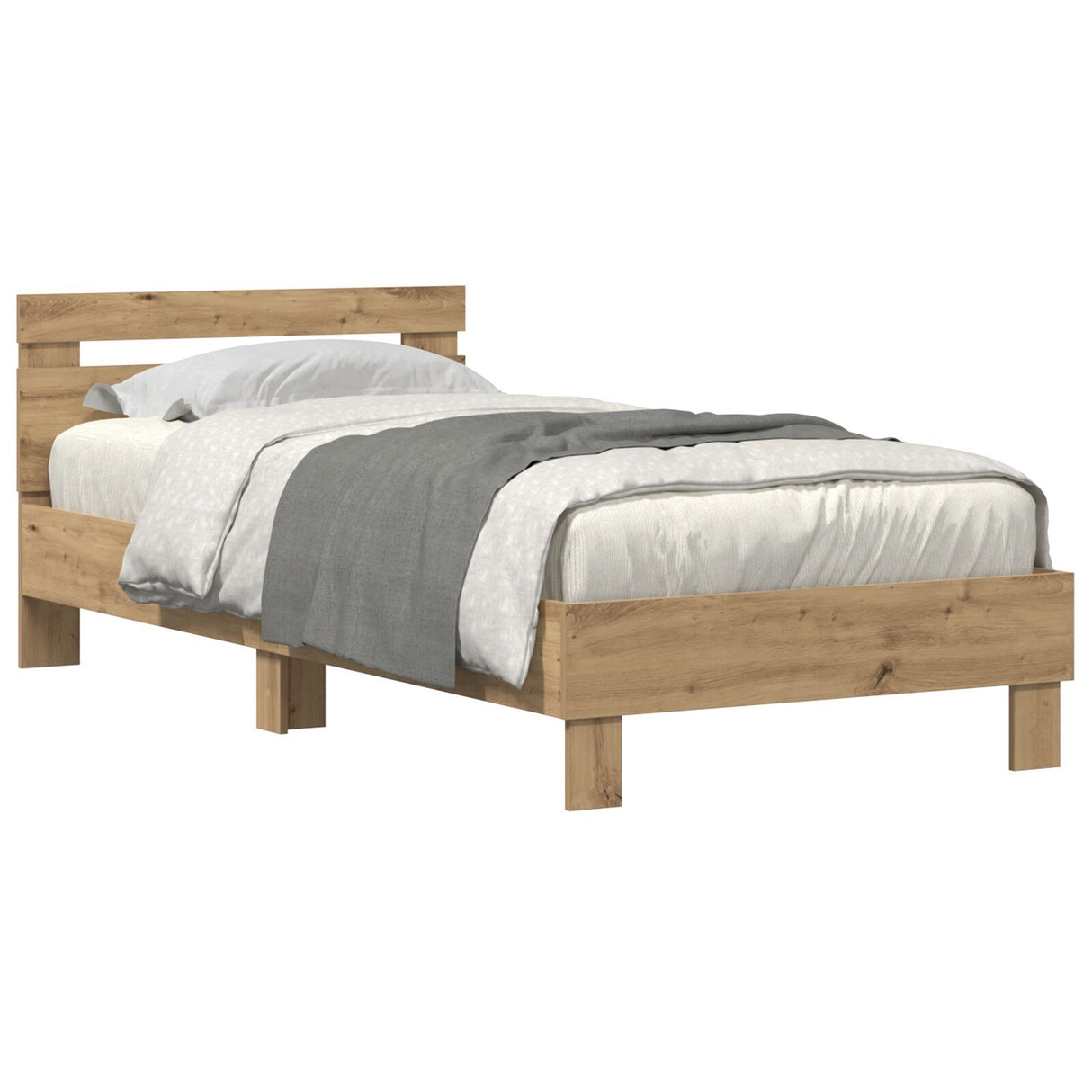 Bed Frame With Led Lights Artisan Oak 90X200 Cm Engineered Wood