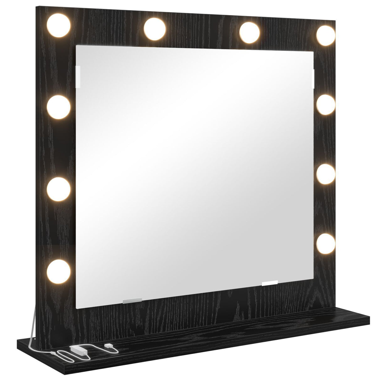 Vanity Mirror With Led Lights Black Oak 60X55X18 Cm