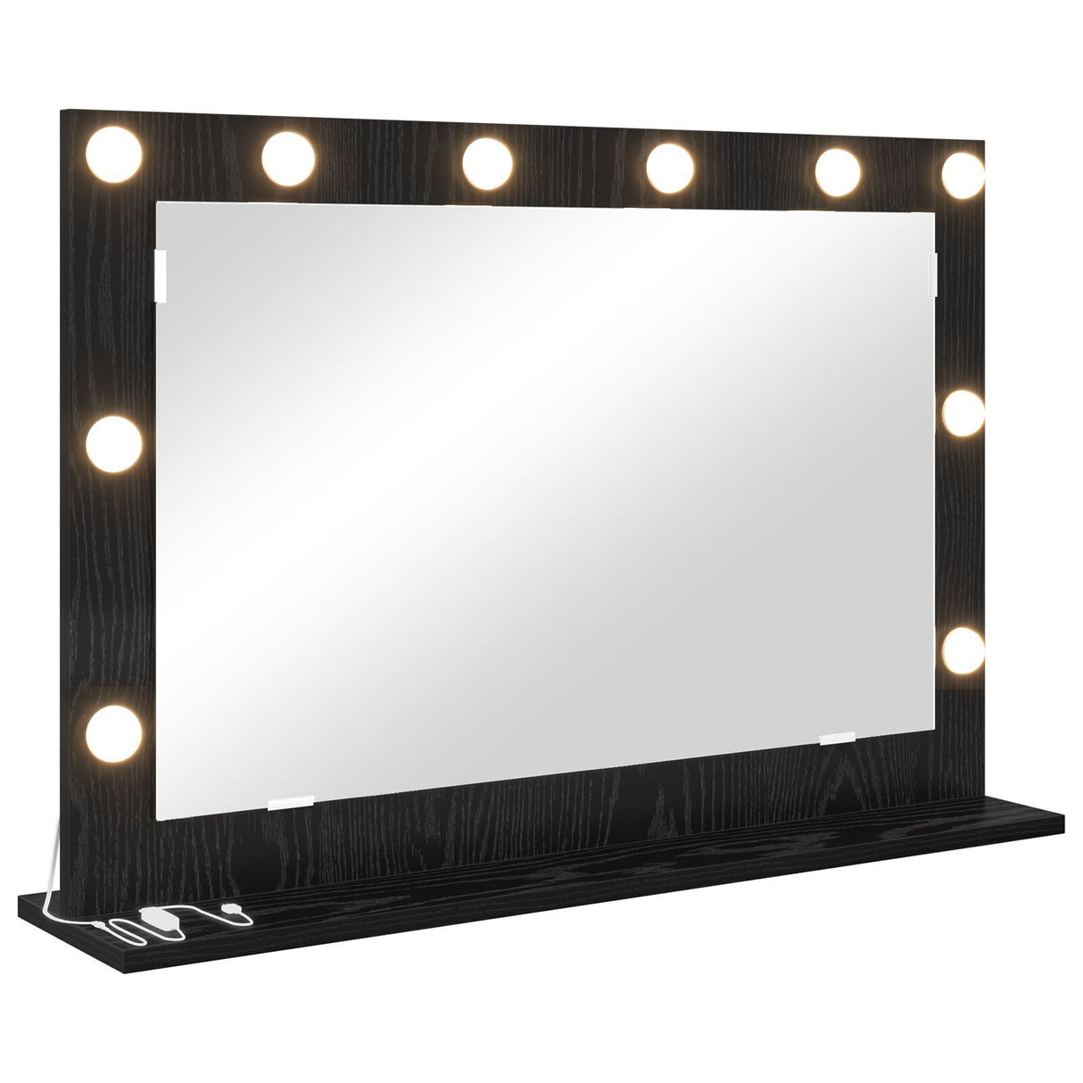 Vanity Mirror With Led Lights Black Oak 80X55X18 Cm