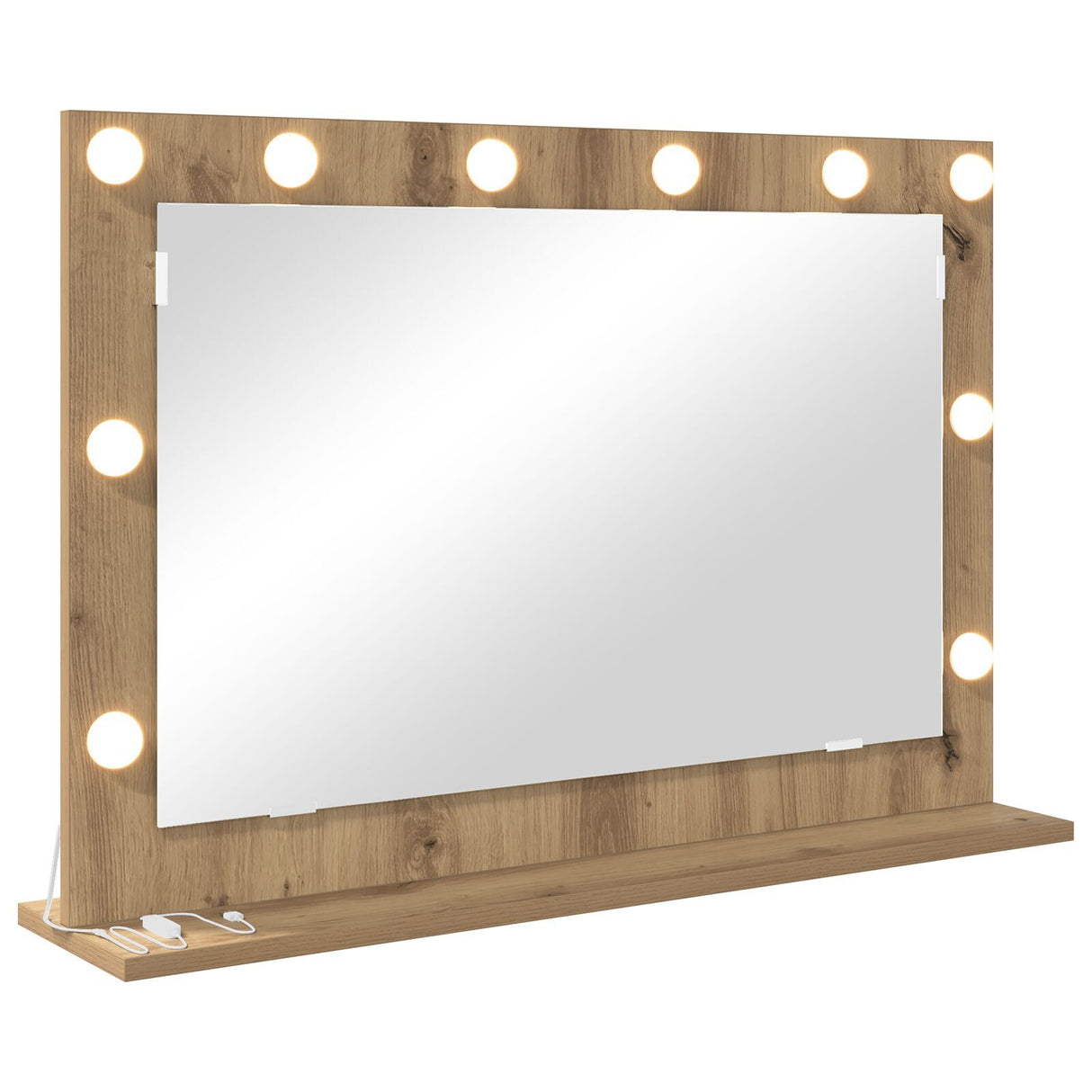 Vanity Mirror Artisan Oak, White Wood, Metal, Glass Medium Mirror