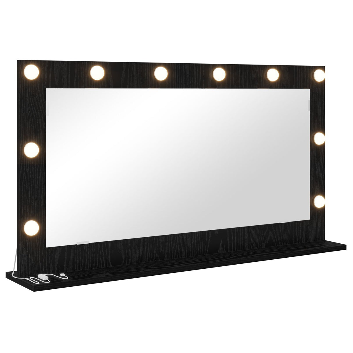 Vanity Mirror With Led Lights Black Oak 100X55X18 Cm