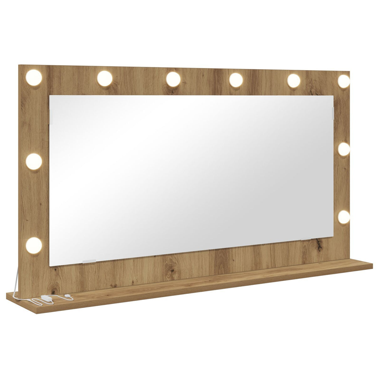 Vanity Mirror Artisan Oak Wood And Glass 100 X 55 Cm