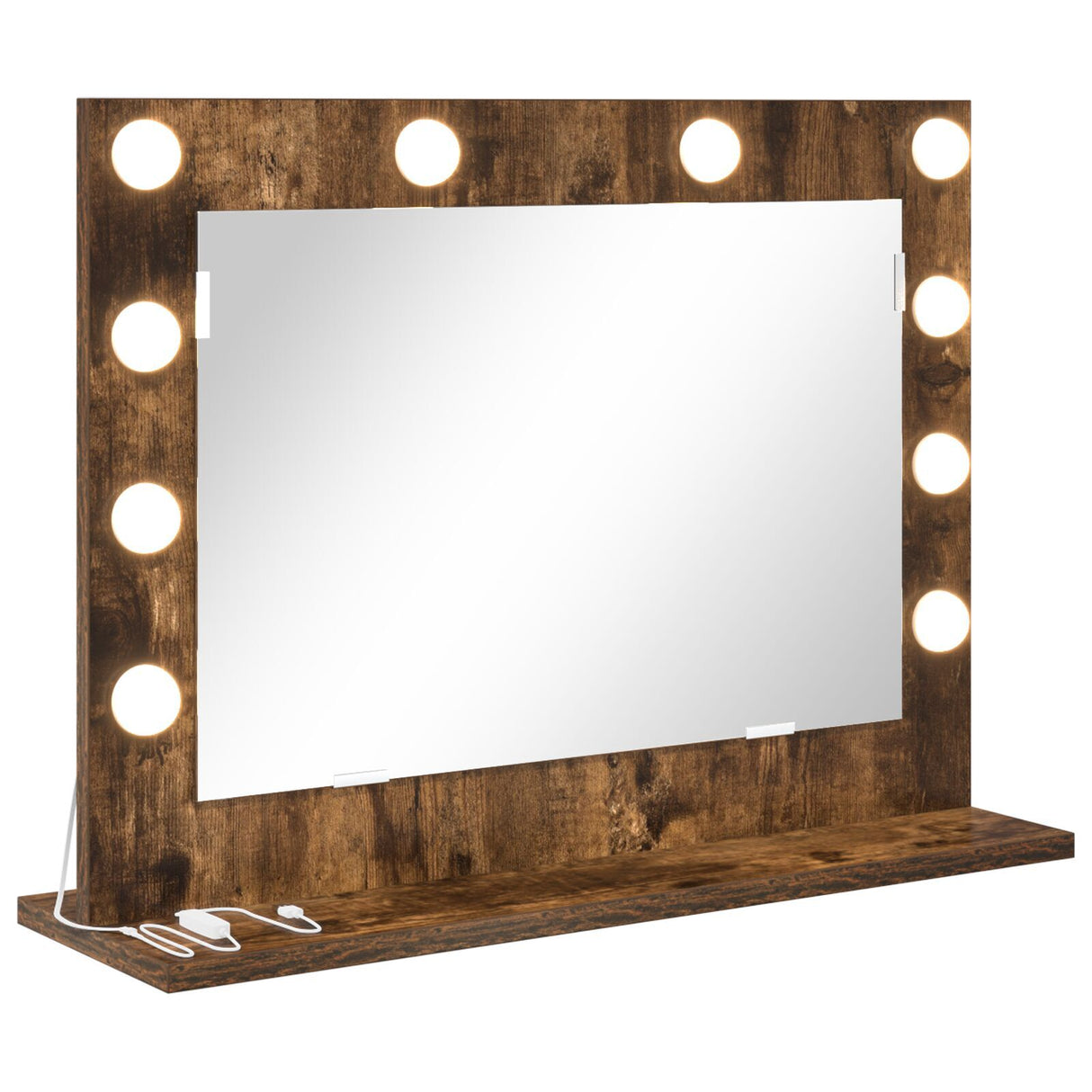 Vanity Mirror Smoked Oak Wood, Glass 60 X 45 X 18 Cm Mirror