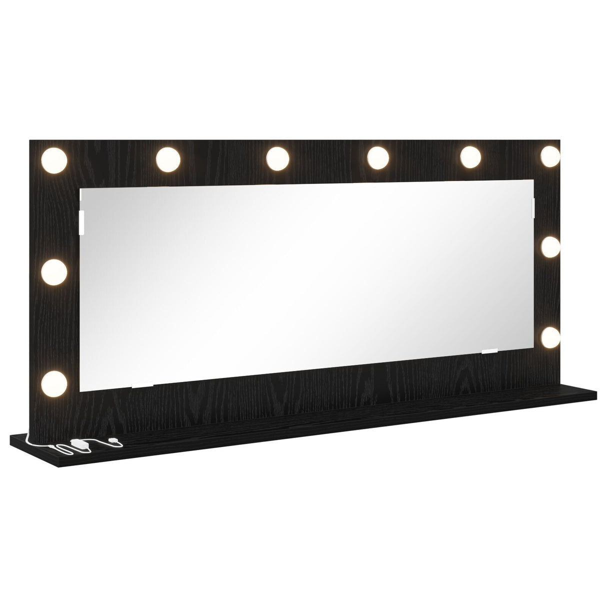 Vanity Mirror With Led Lights Black Oak 100X45X18 Cm