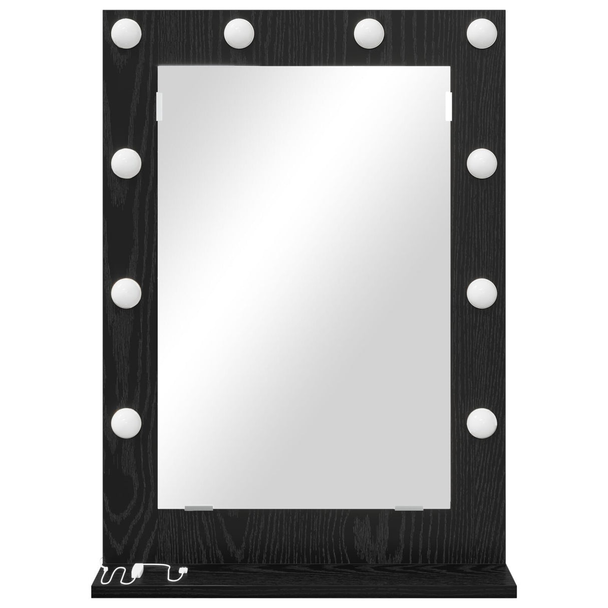 Vanity Mirror With Led Lights Black Oak 70X50X18 Cm