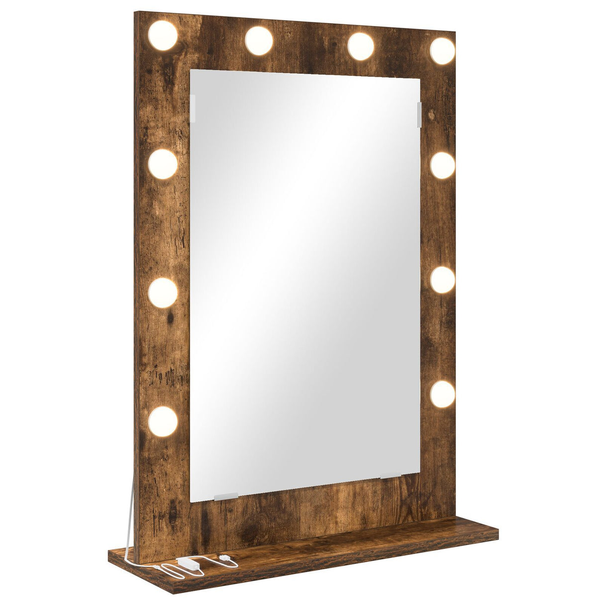 Vanity Mirror Smoked Oak Wood, Glass 70 X 50 X 18 Cm Mirror