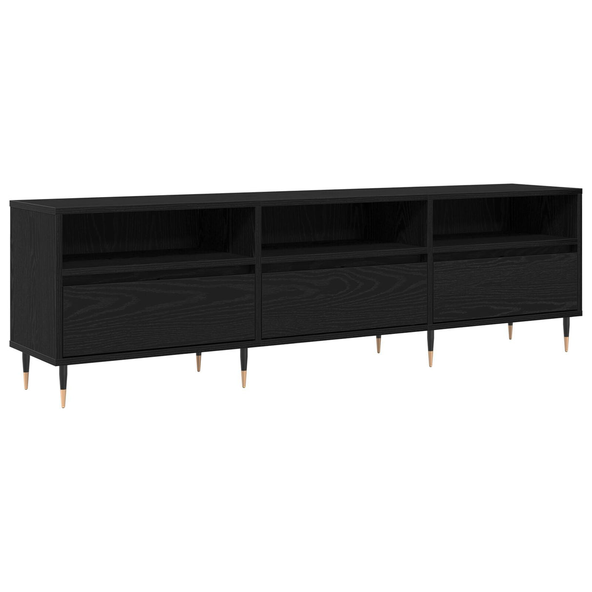 Tv Cabinet Black Oak 150X30X44.5 Cm Engineered Wood