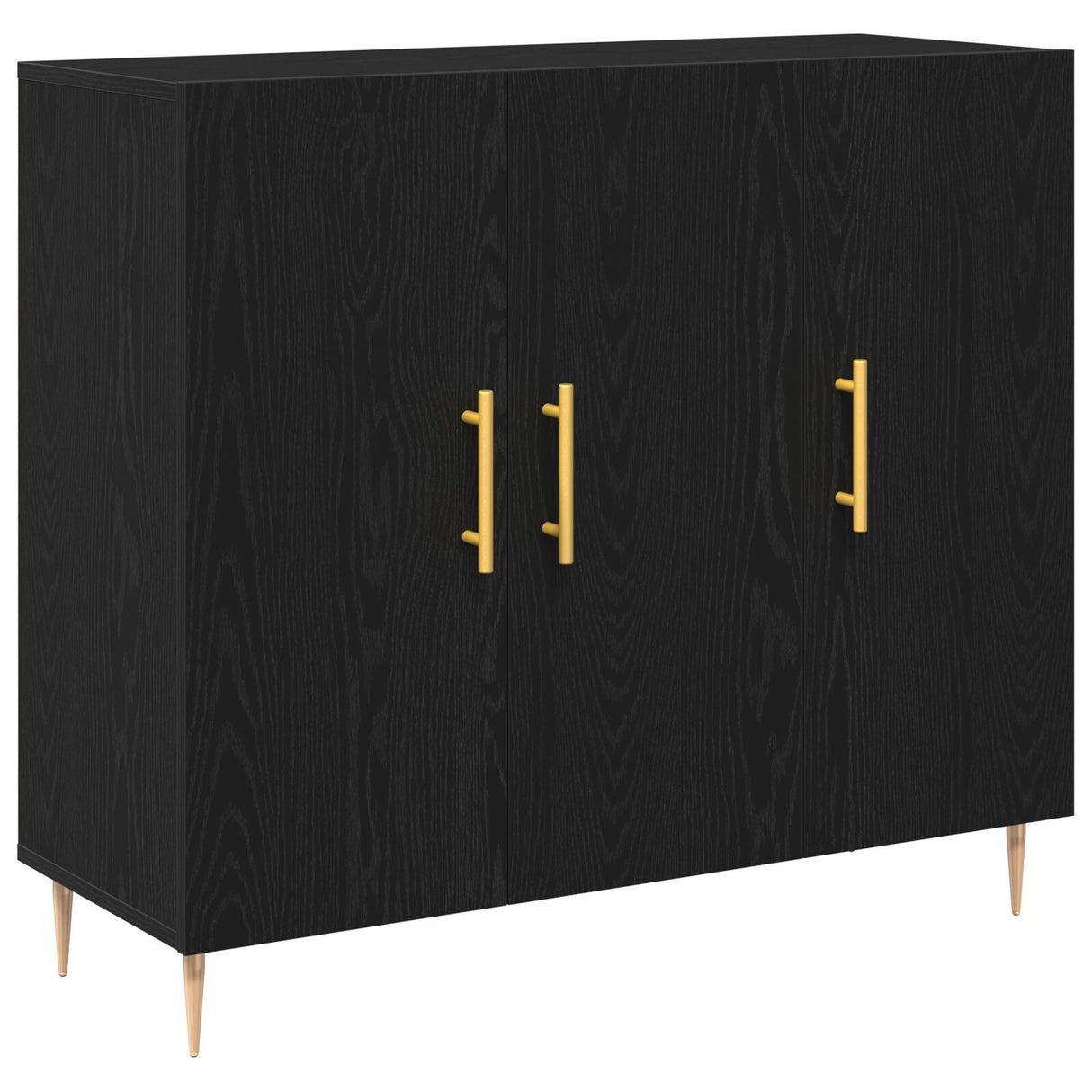 Black Oak Sideboard 90X34X80 Cm Made Of Engineered Wood