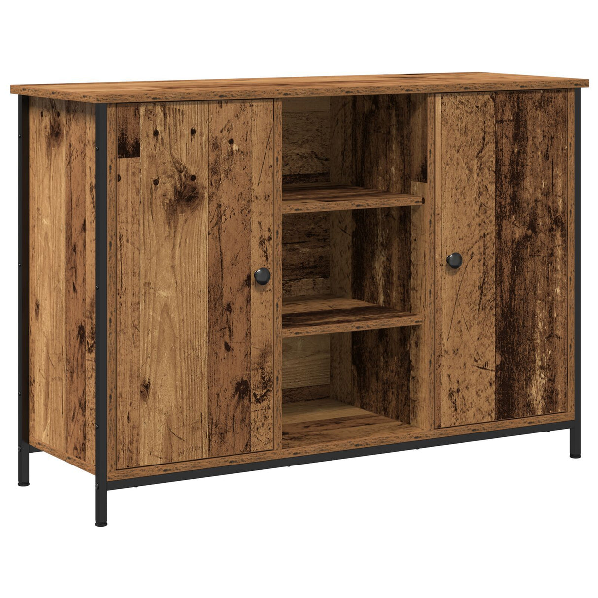 Sideboard Old Wood 100X35X70 Cm Engineered Wood And Steel