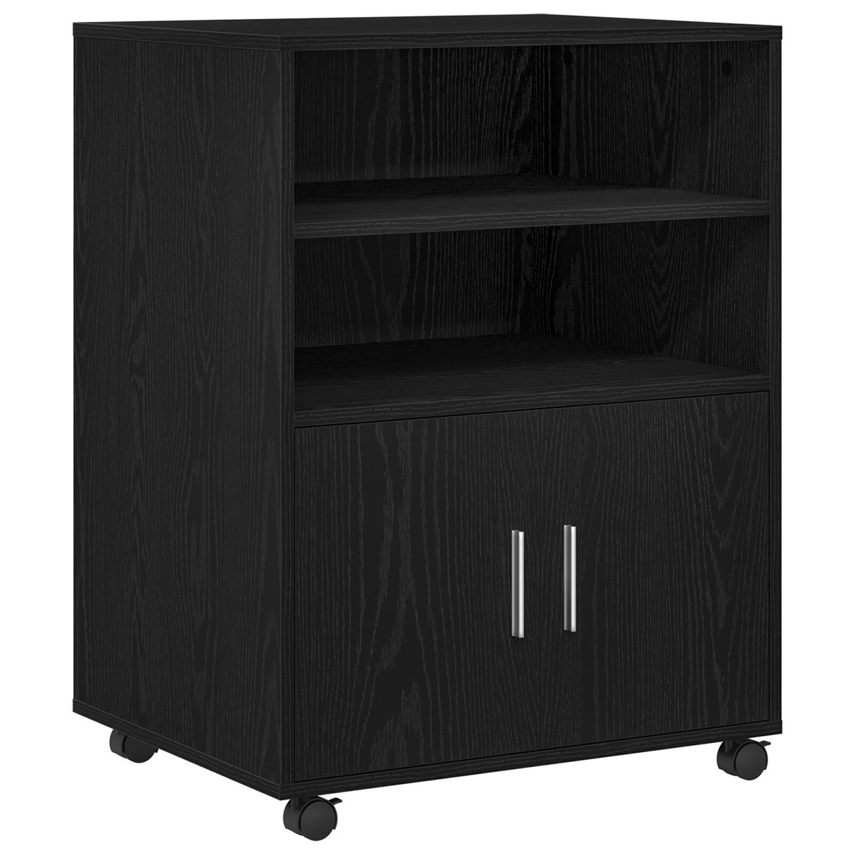 Rolling Cabinet Black Oak 60X48X81 Cm Engineered Wood