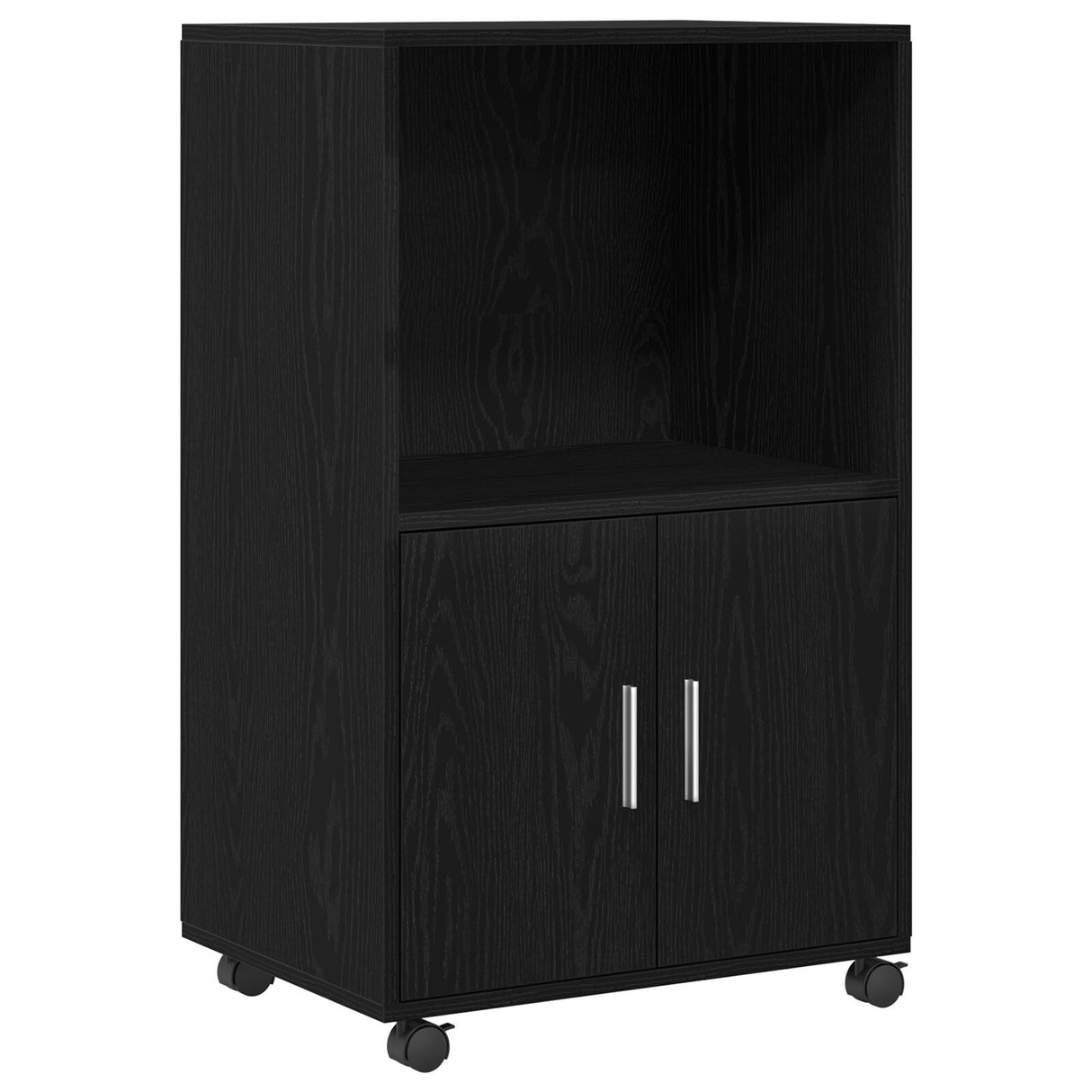 Rolling Cabinet Black Oak 55X40X91 Cm Engineered Wood
