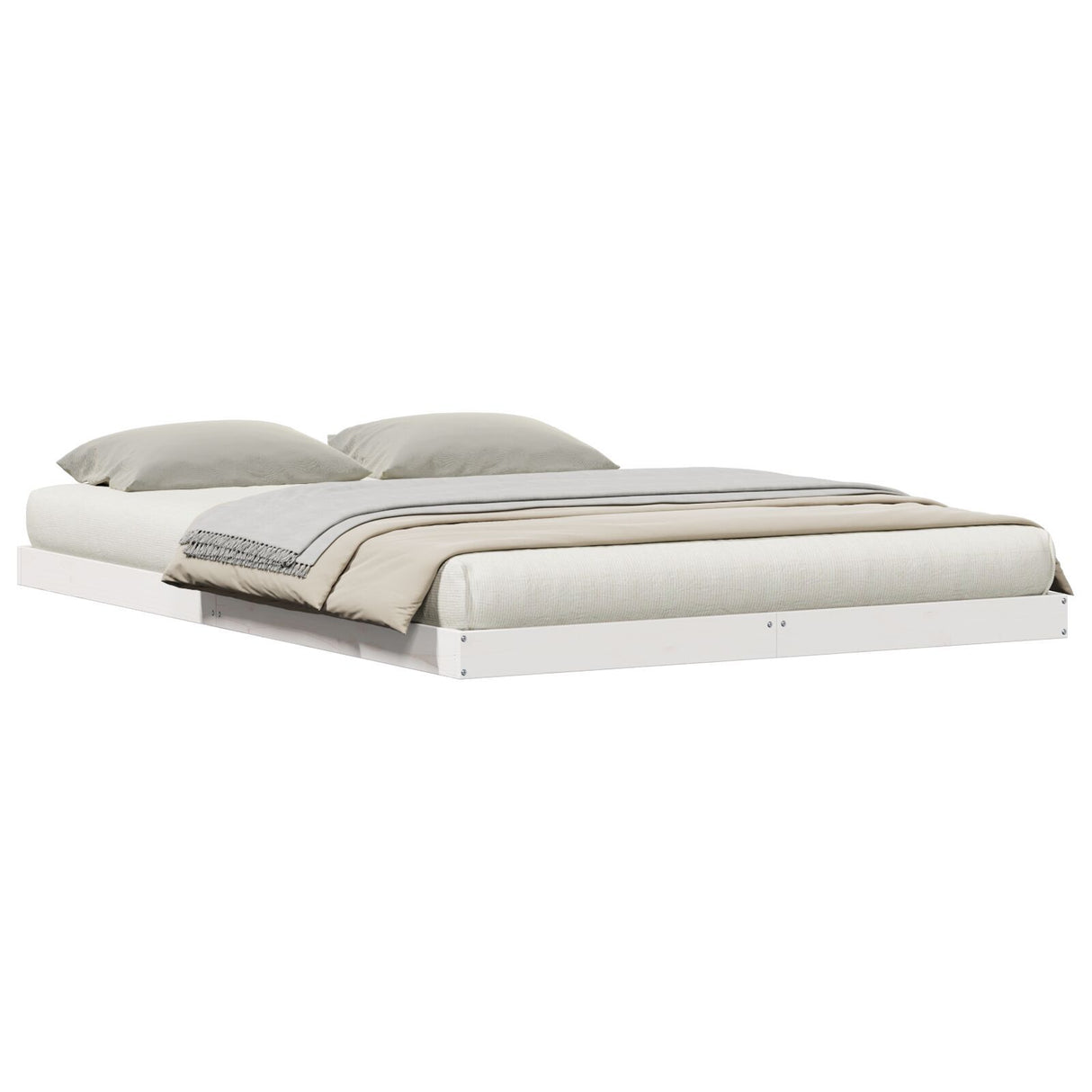 Floor Bed Frame White 140X210 Cm Solid Wood Pine