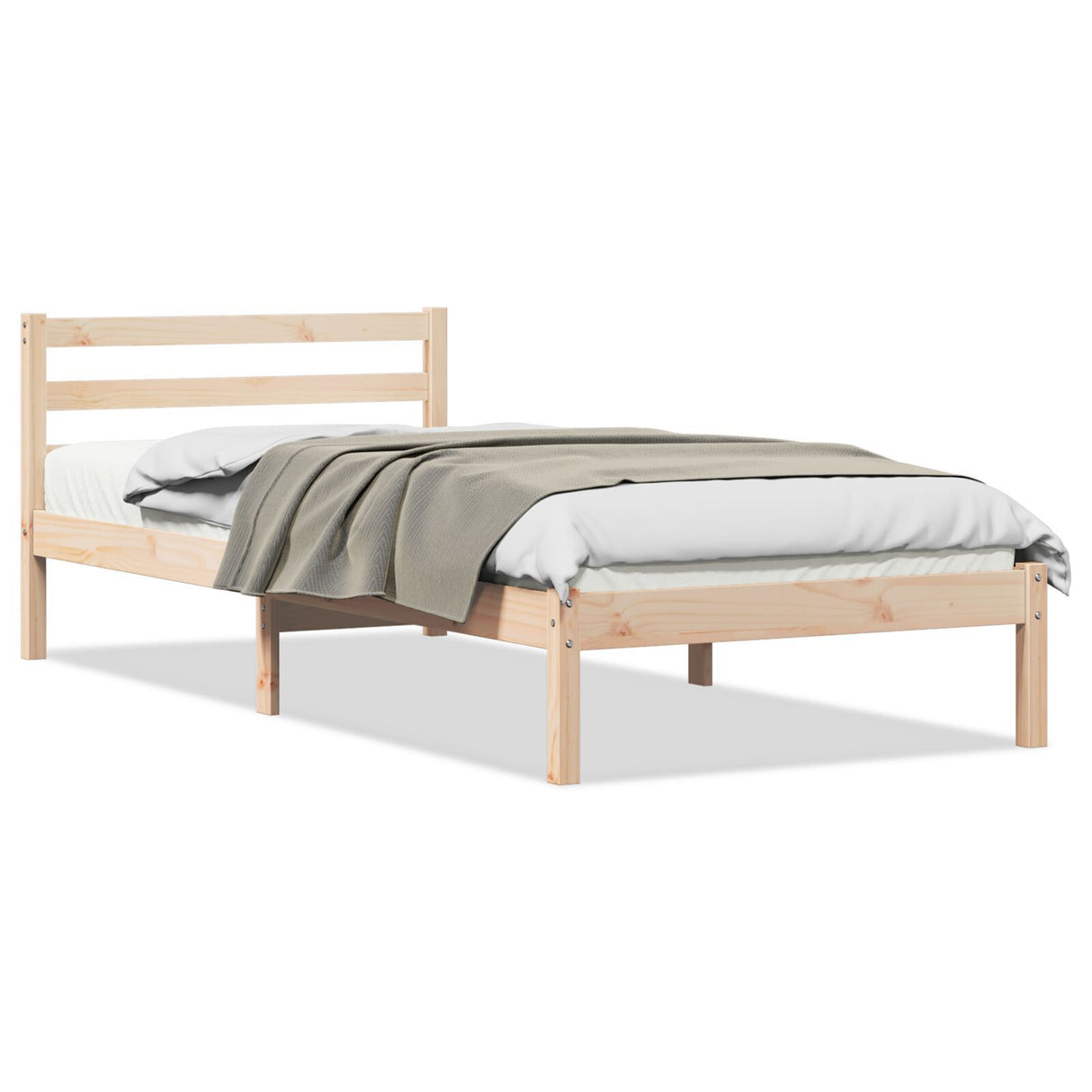 Bed Frame With Headboard 100X210 Cm Solid Wood Pine