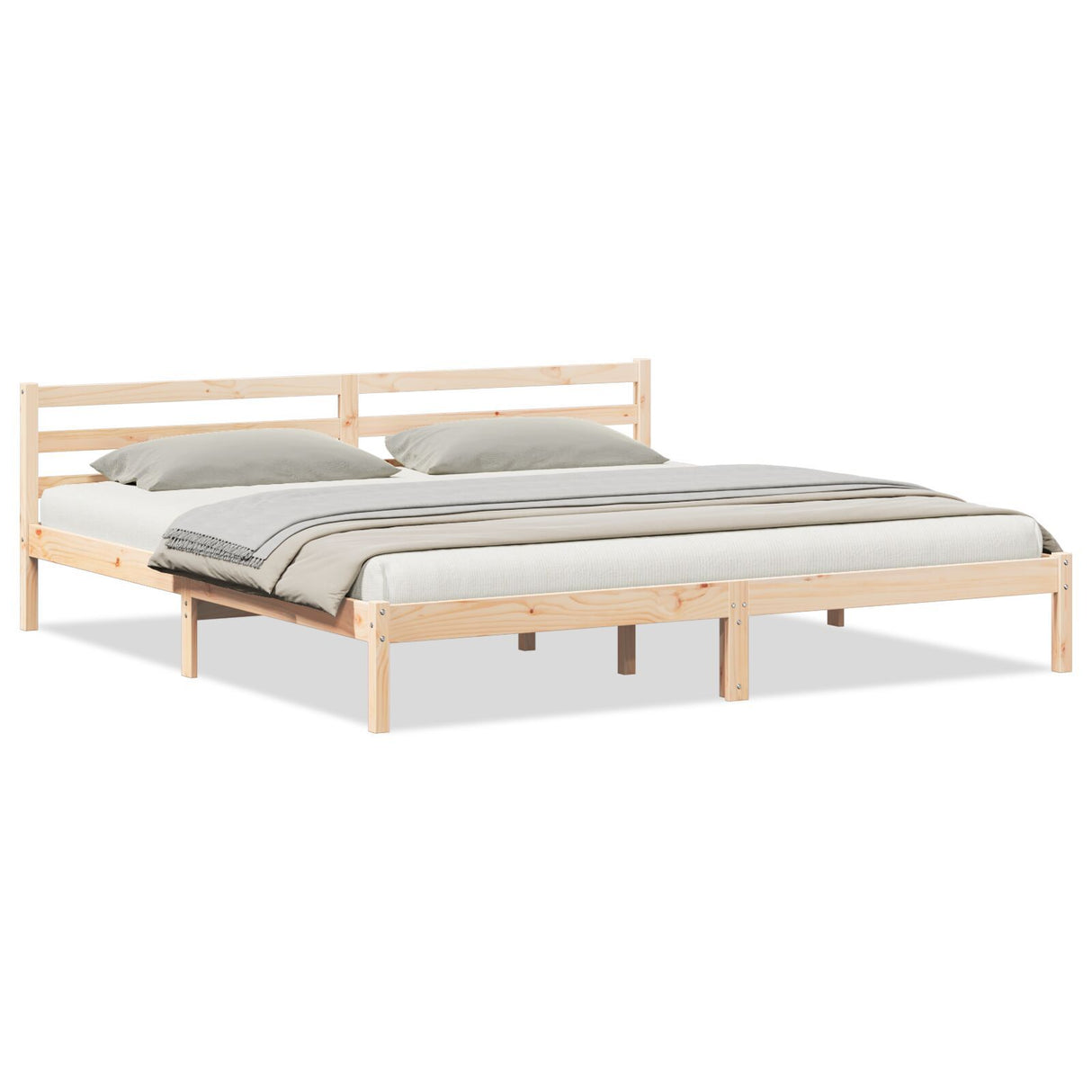 Bed Frame With Headboard 200X210 Cm Solid Wood Pine
