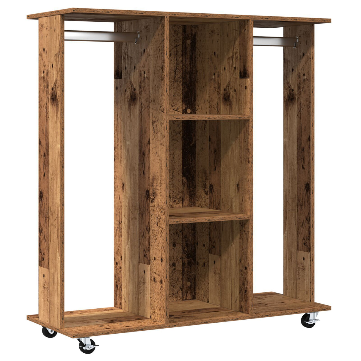 Wardrobe With Wheels Old Wood 102X38X110 Cm Engineered Wood