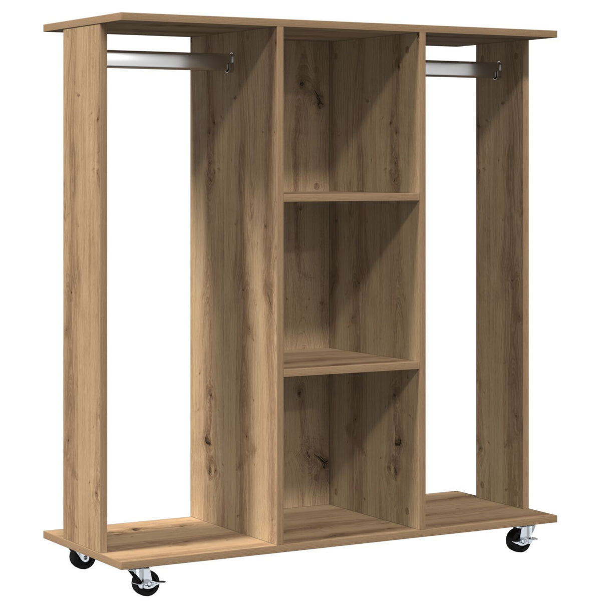 Wardrobe With Wheels Artisan Oak 102X38X110 Cm Engineered Wood