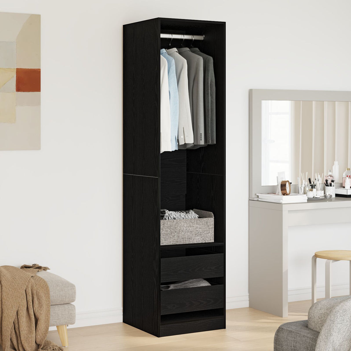 Wardrobe - Black Oak, 50X50X200 Cm, Made Of Engineered Wood