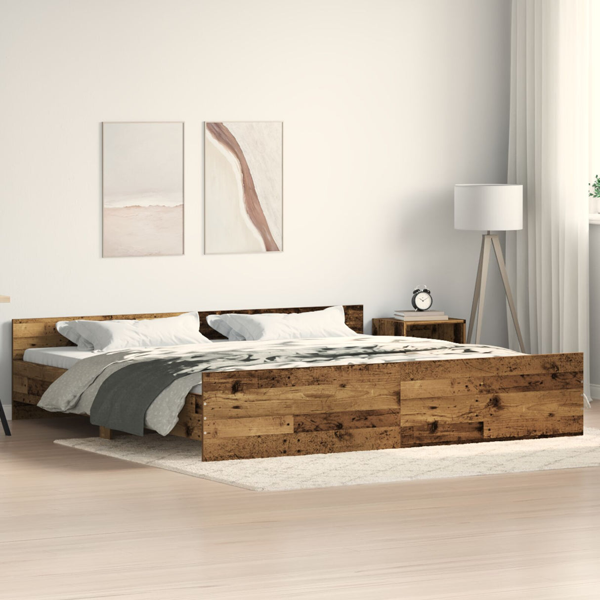 Bed Frame Old Wood 200X200 Cm Engineered Wood