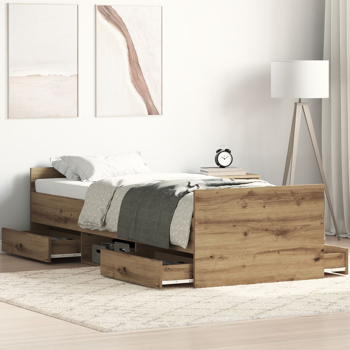 Bed Frame Without Mattress Artisan Oak 75X190 Cm Engineered Wood