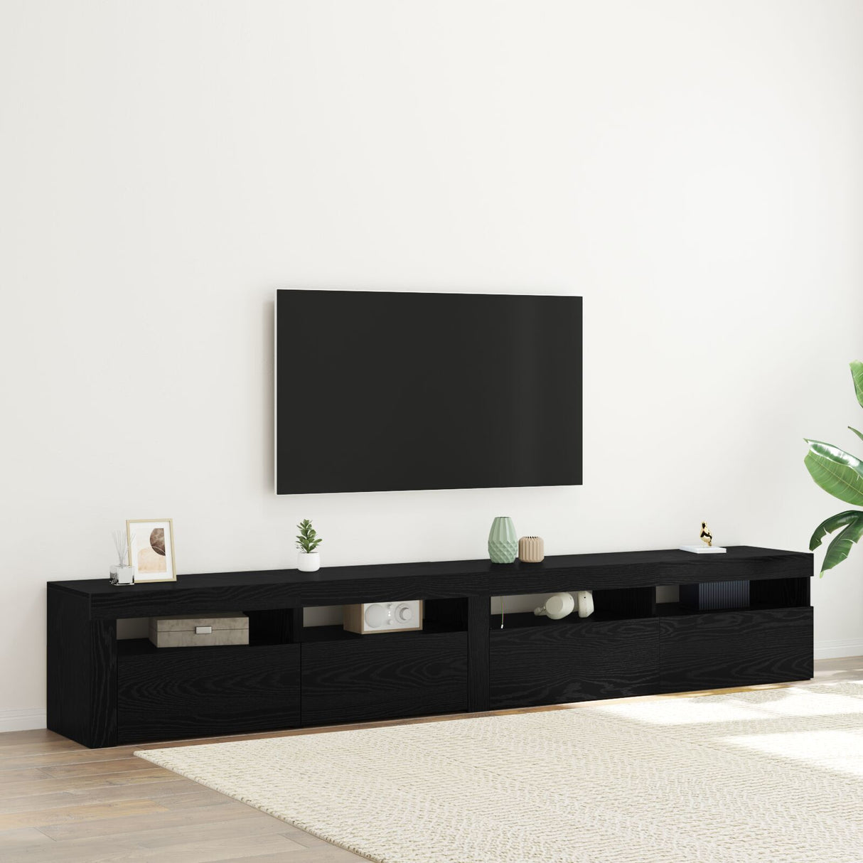 Tv Cabinets 2 Pcs With Led Lights Engineered Wood, Tv Cabinet With Led 120X35X40 Cm Engineered Wood