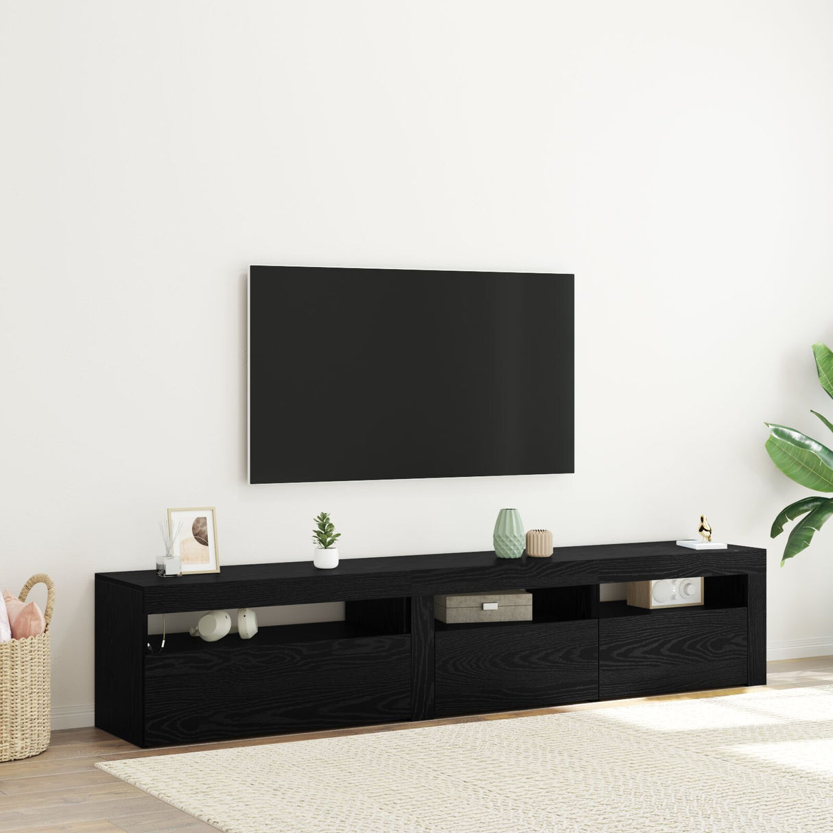 Tv Cabinets 2 Pcs With Led Lights Engineered Wood, Tv Cabinet With Led 120X35X40 Cm Engineered Wood