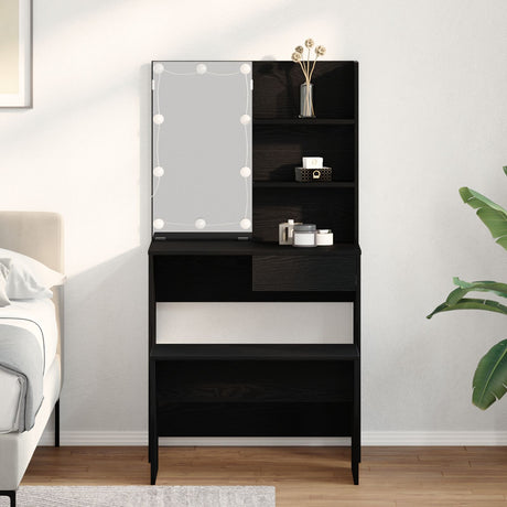 Dressing Table Set With Led Engineered Wood