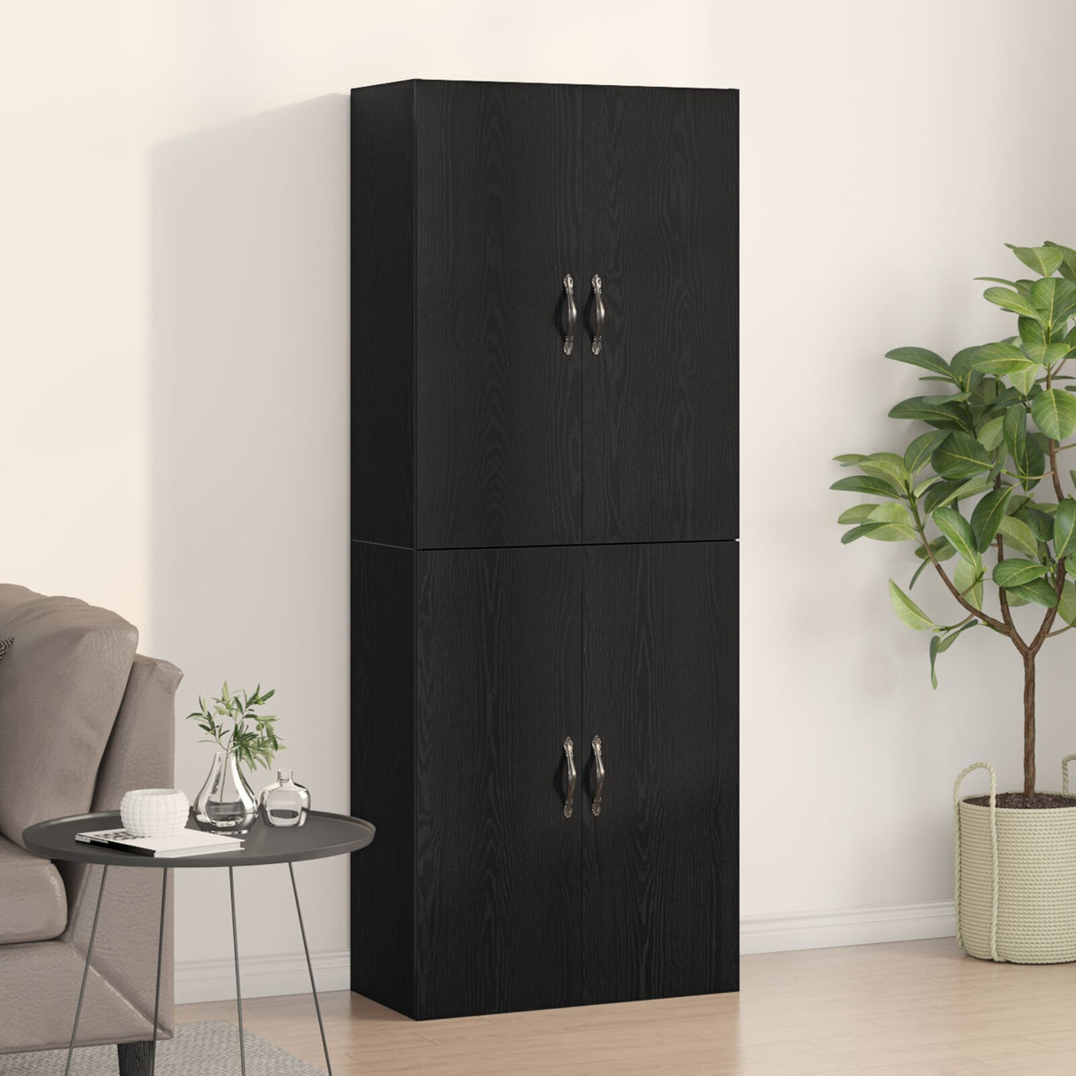 Cabinets 2 Pcs Black Oak 69,5X34X180 Cm Engineered Wood