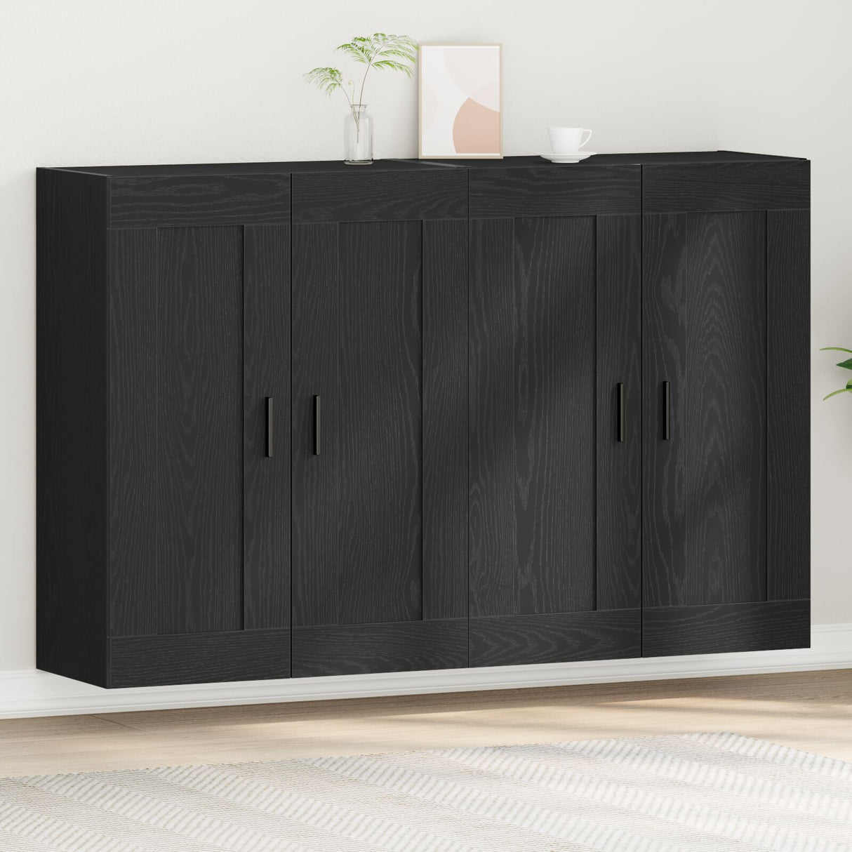 Wall Mounted Cabinets 2 Pcs Black Oak Engineered Wood