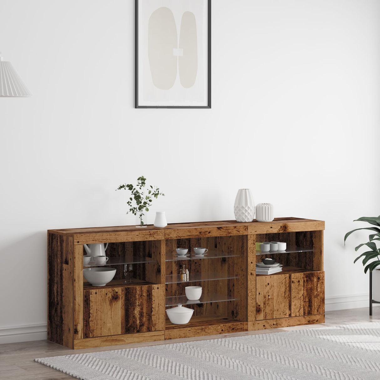 Sideboard With Led Lights 181.5X37X67 Cm
