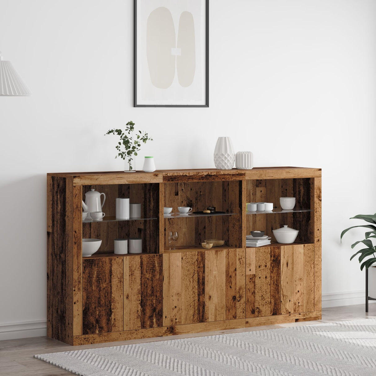 Sideboard With Led Lights 181.5X37X100 Cm
