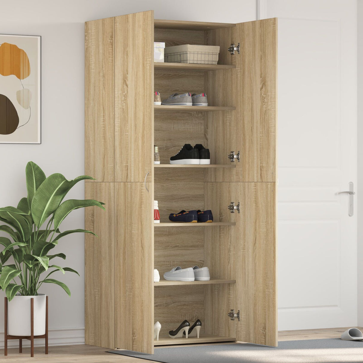 Shoe Cabinet 80X35,5X180 Cm Engineered Wood