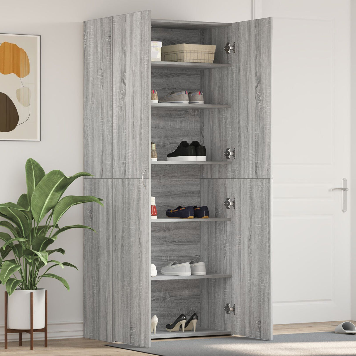 Shoe Cabinet 80X35,5X180 Cm Engineered Wood