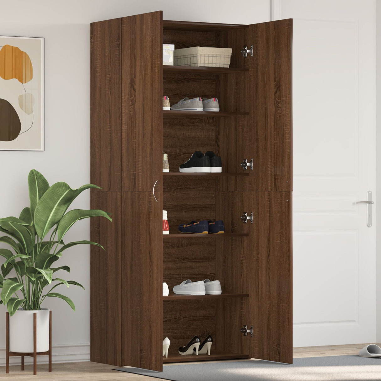 Shoe Cabinet 80X35,5X180 Cm Engineered Wood
