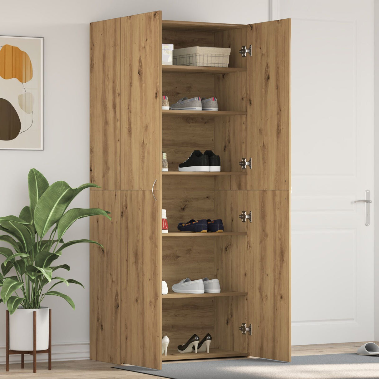 Shoe Cabinet 80X35,5X180 Cm Engineered Wood