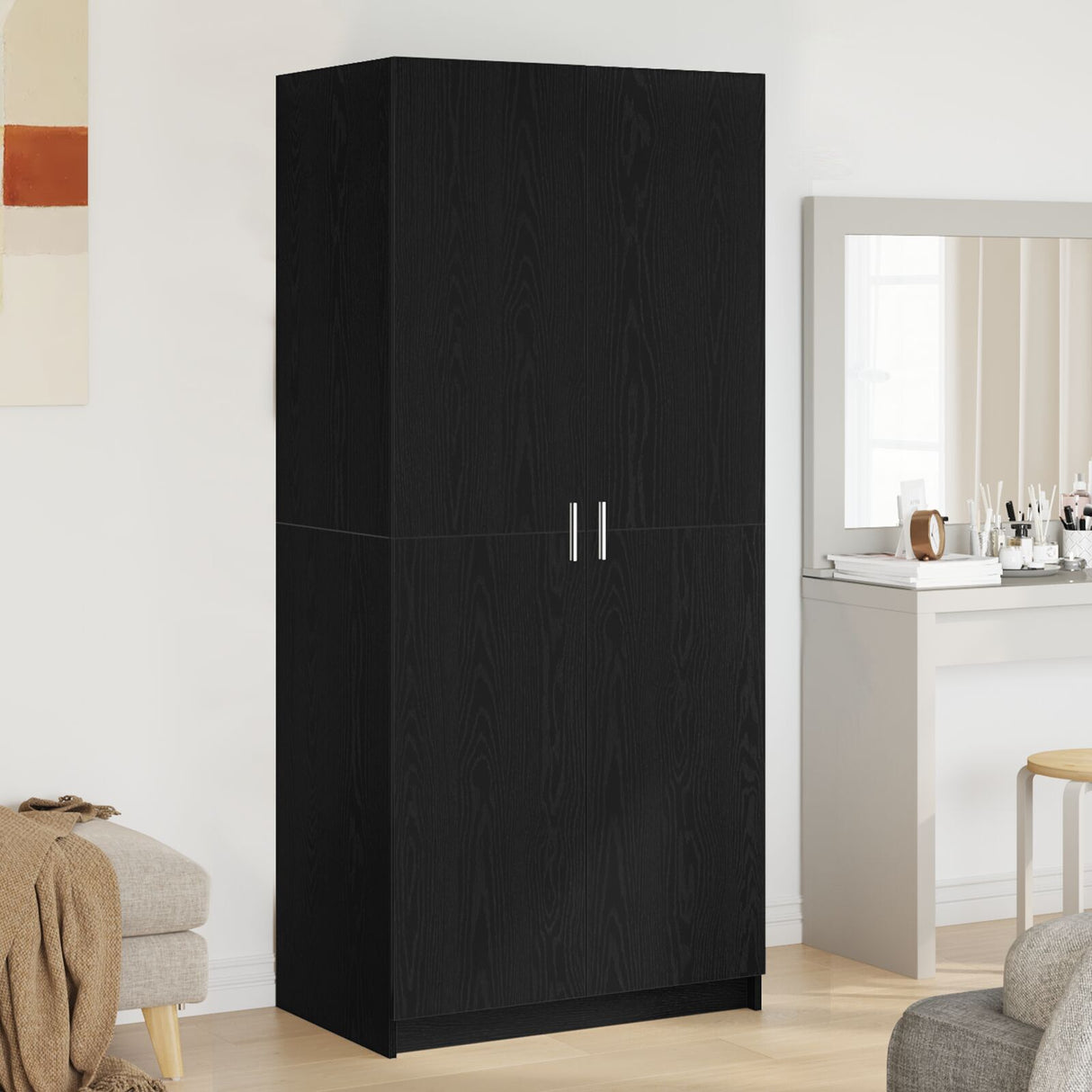 Wardrobe Black Oak 80X51X180 Cm Engineered Wood