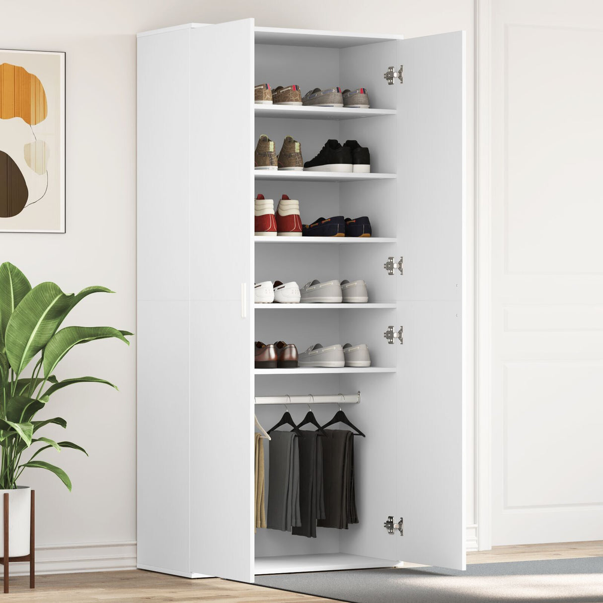 Shoe Cabinet 80X39X180 Cm Engineered Wood