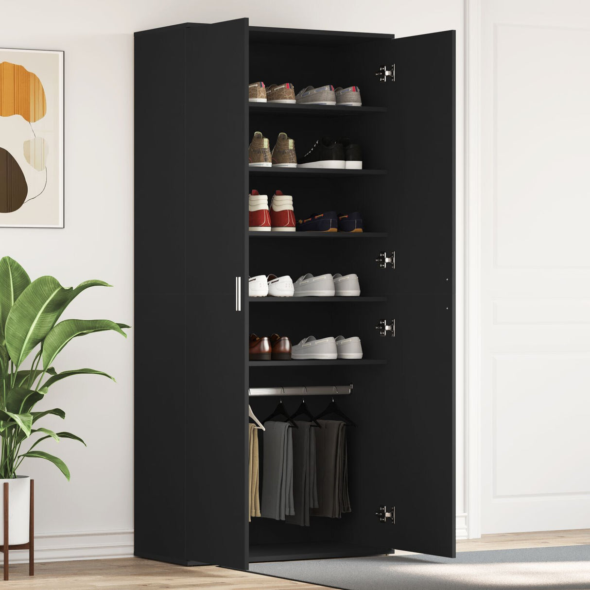 Shoe Cabinet 80X39X180 Cm Engineered Wood