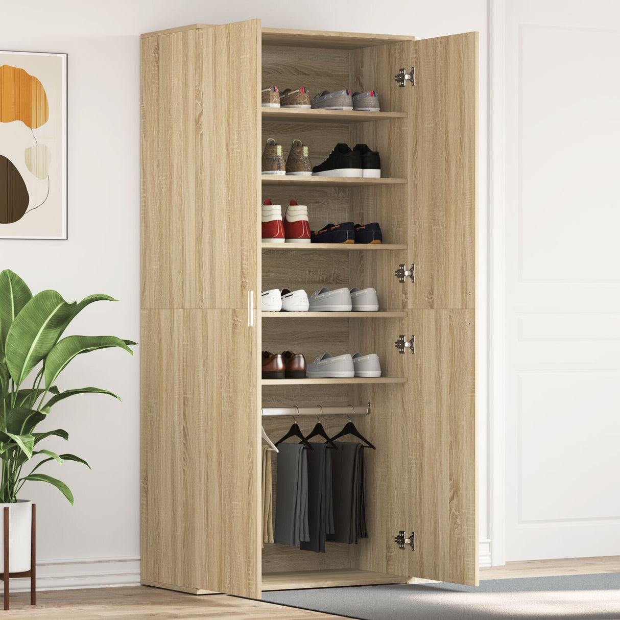 Shoe Cabinet 80X39X180 Cm Engineered Wood