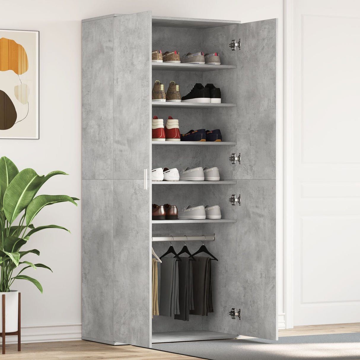Shoe Cabinet 80X39X180 Cm Engineered Wood